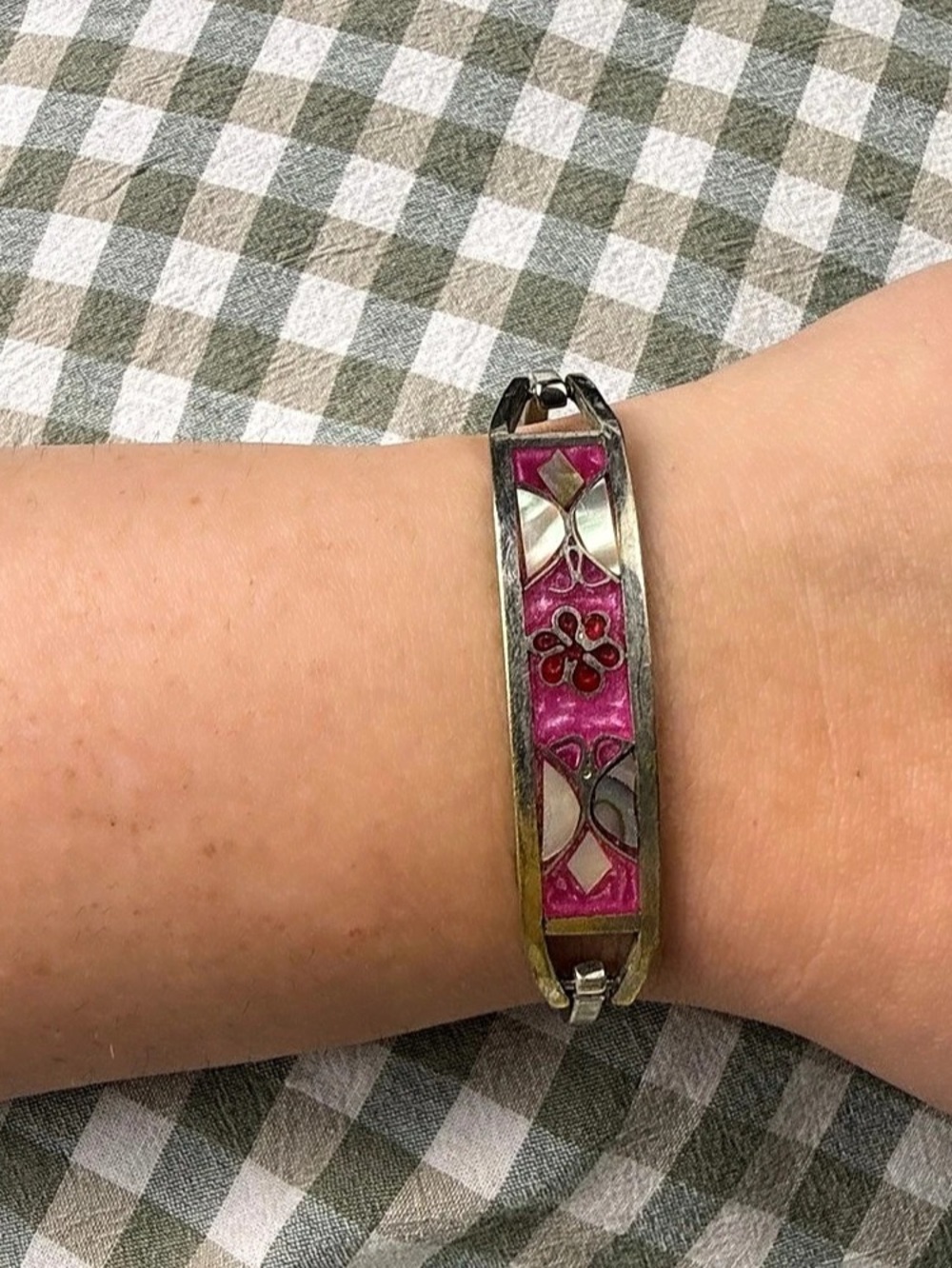 Vintage Alpaca Hinge Bracelet